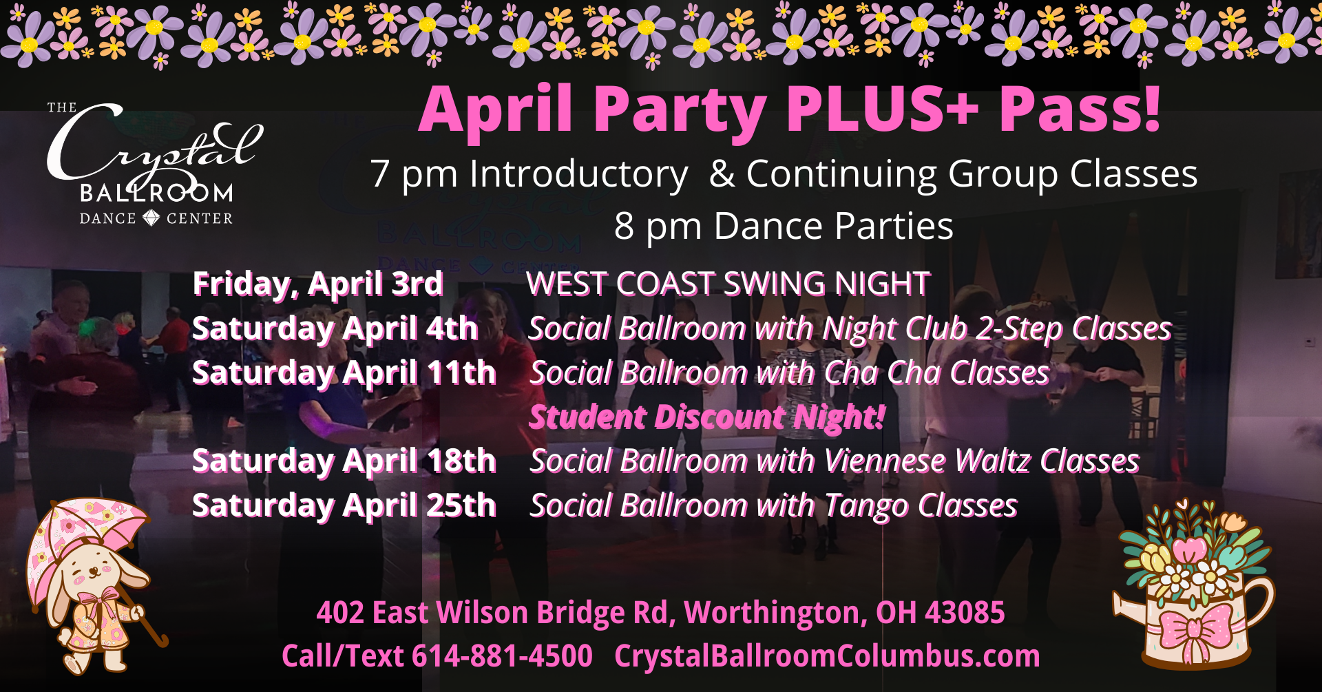 April Party Plus Pass - Weekly Ballroom Dance Parties and Group Classes - Apr 4 Night Club 2-Step