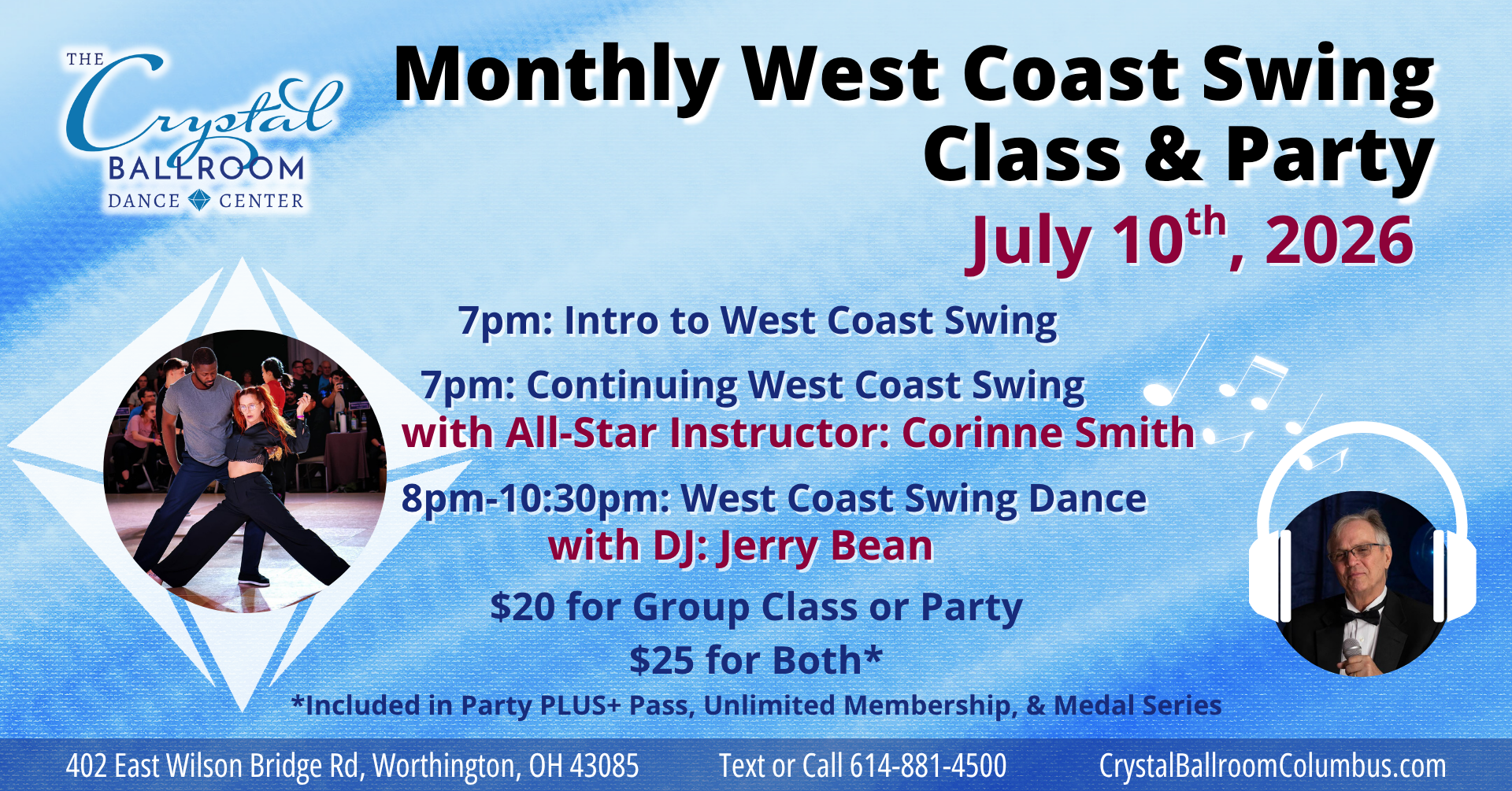 Monthly West Coast Swing Class and Party - Jul 10