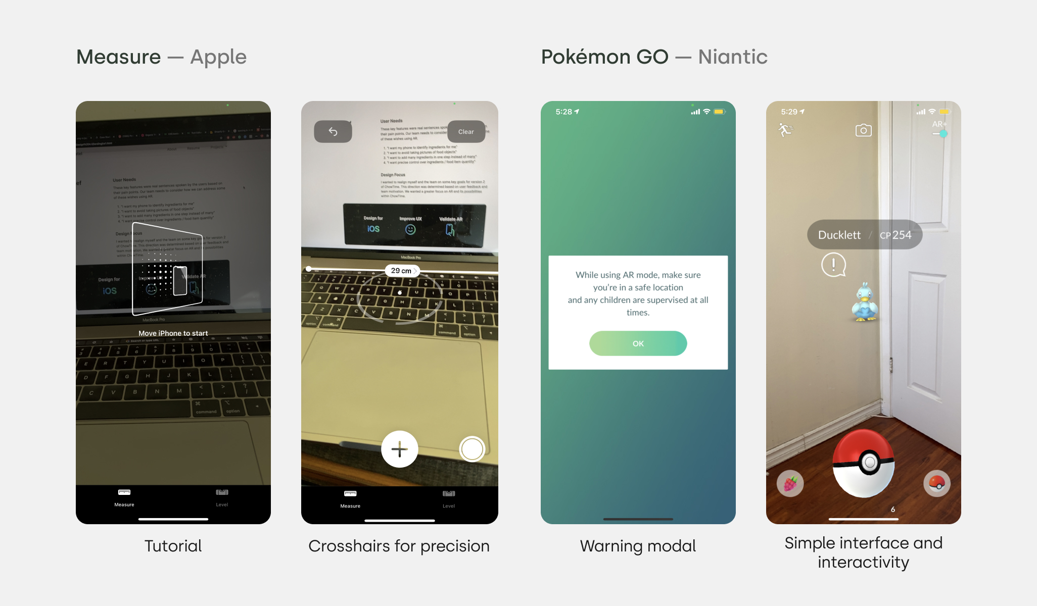 Measure by Apple and Pokemon Go by Niantic