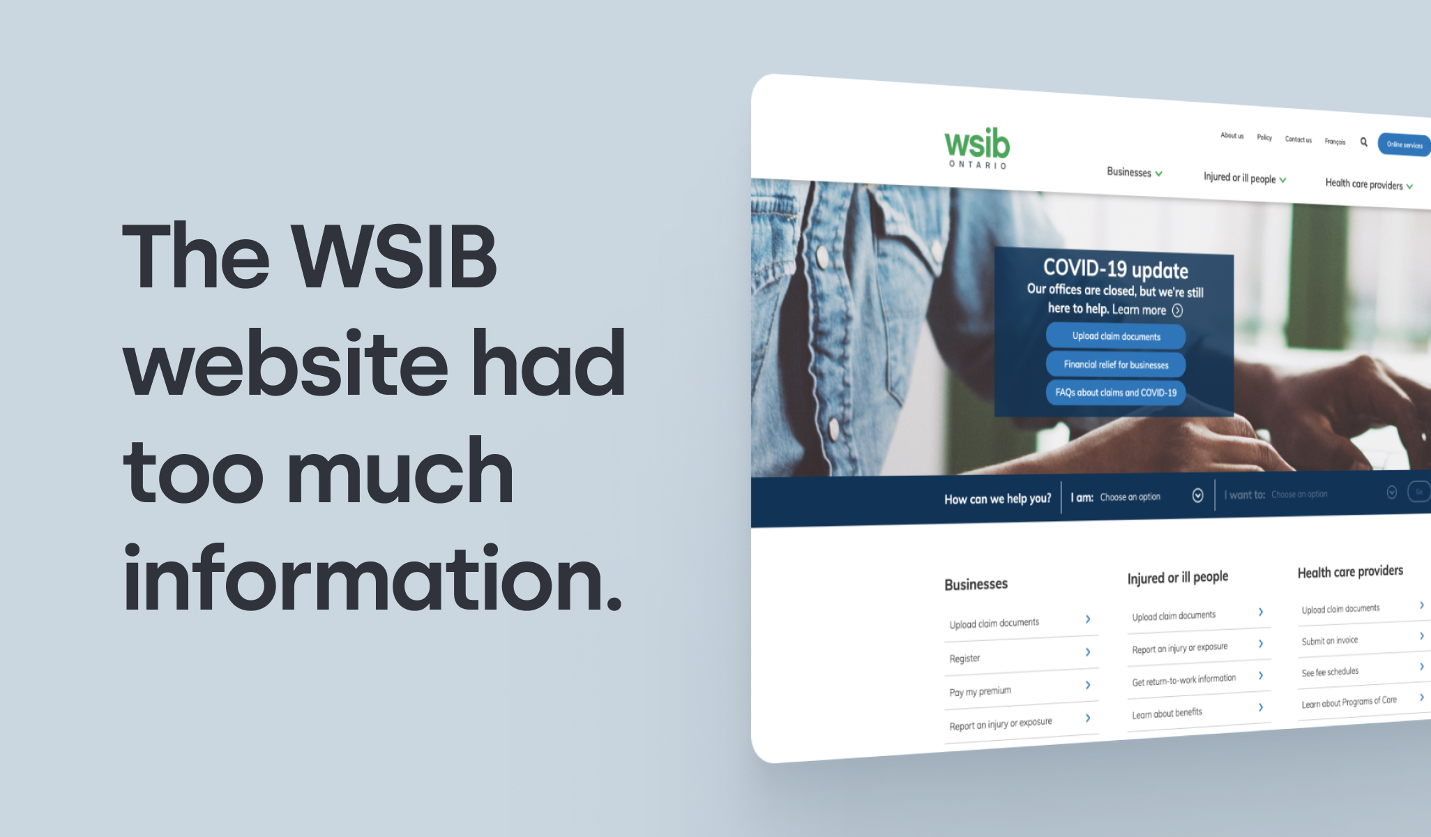WSIB website has too much info