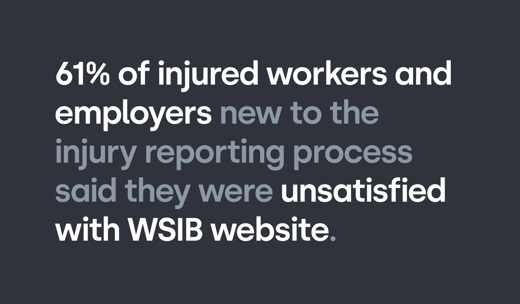 61% of injured workers and employers said they were unsatisfied with the WSIB website