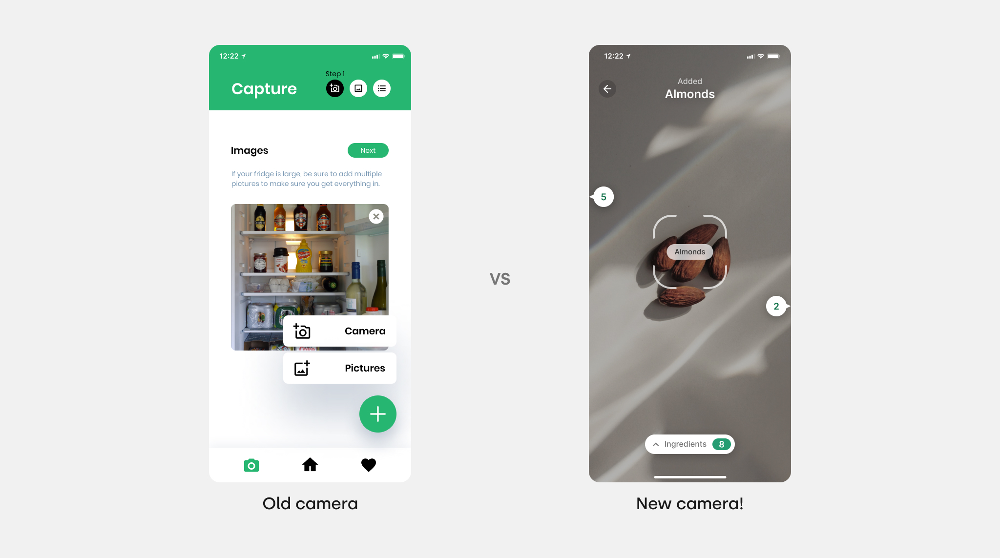Old versus new camera