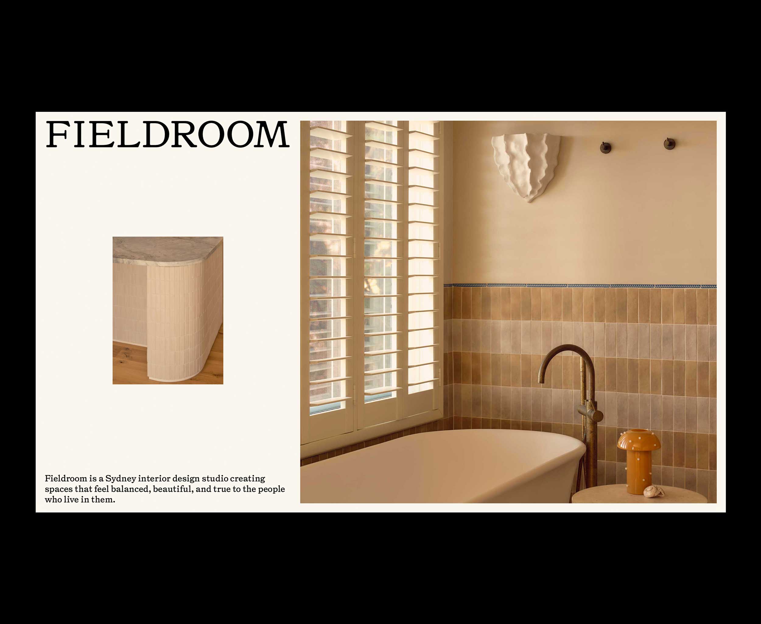 Fieldroom Interior Design website homepage design.