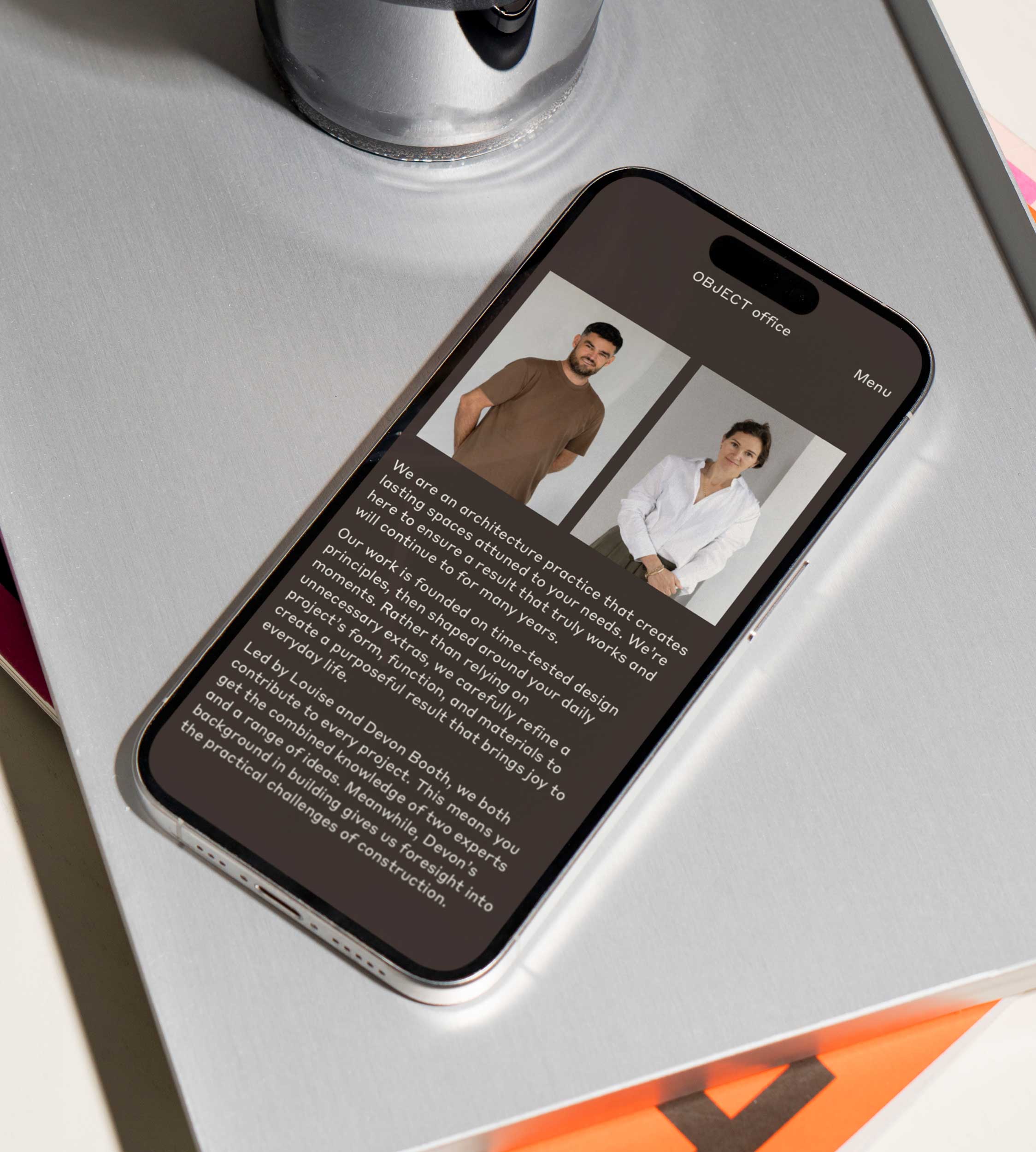 Object Office Architects web design of "about us" page featuring portraits of staff