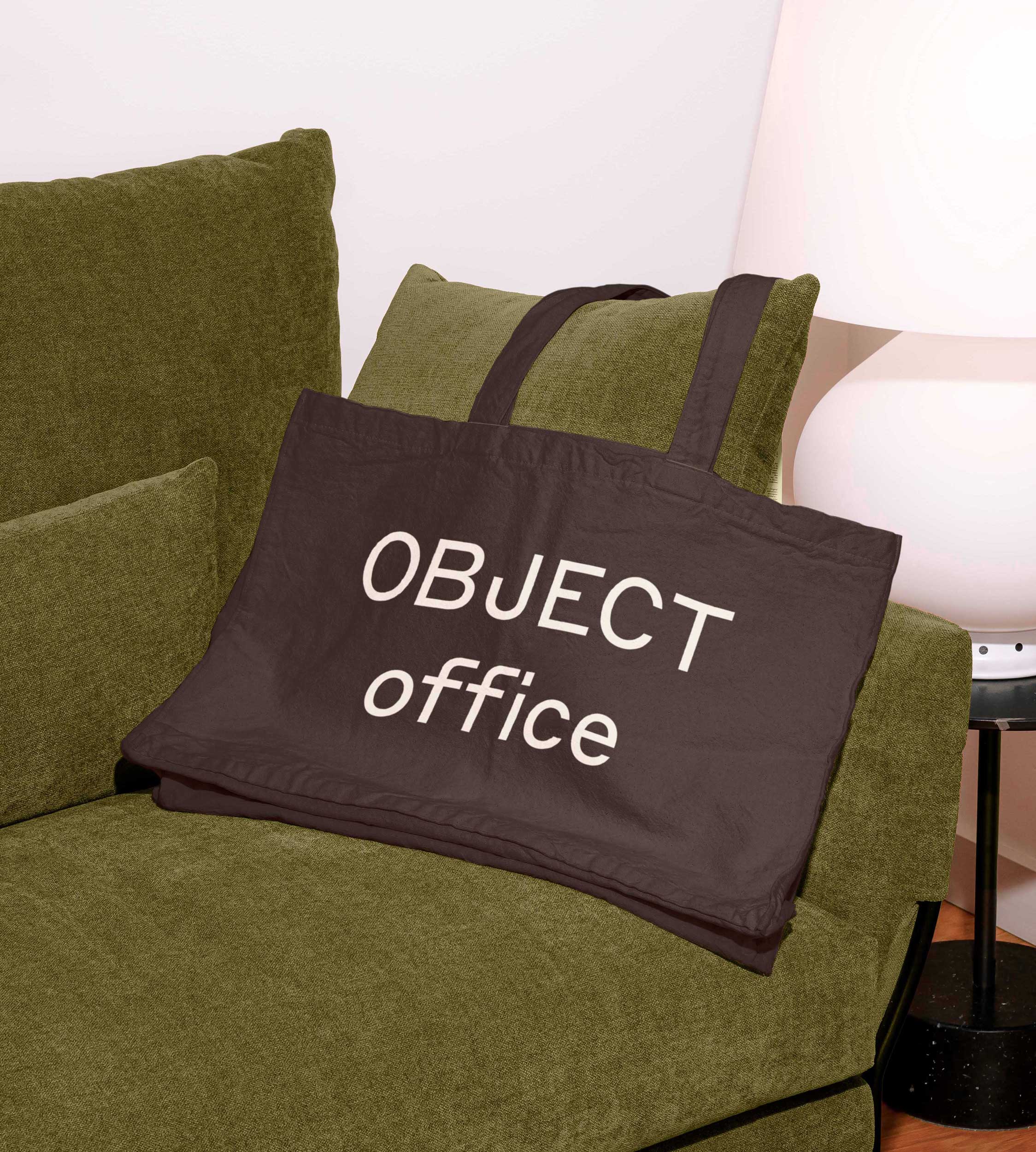 Object Office Architects brown tote bag design featuring logo