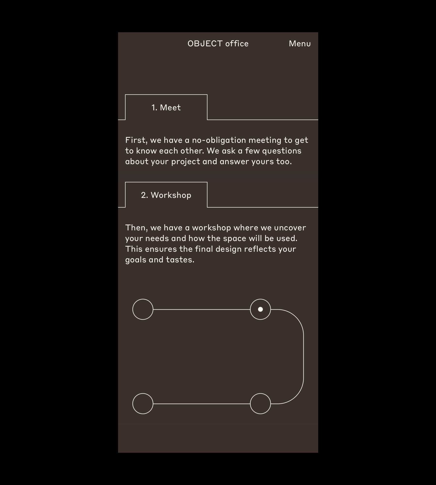 Object Office Architects web design on mobile