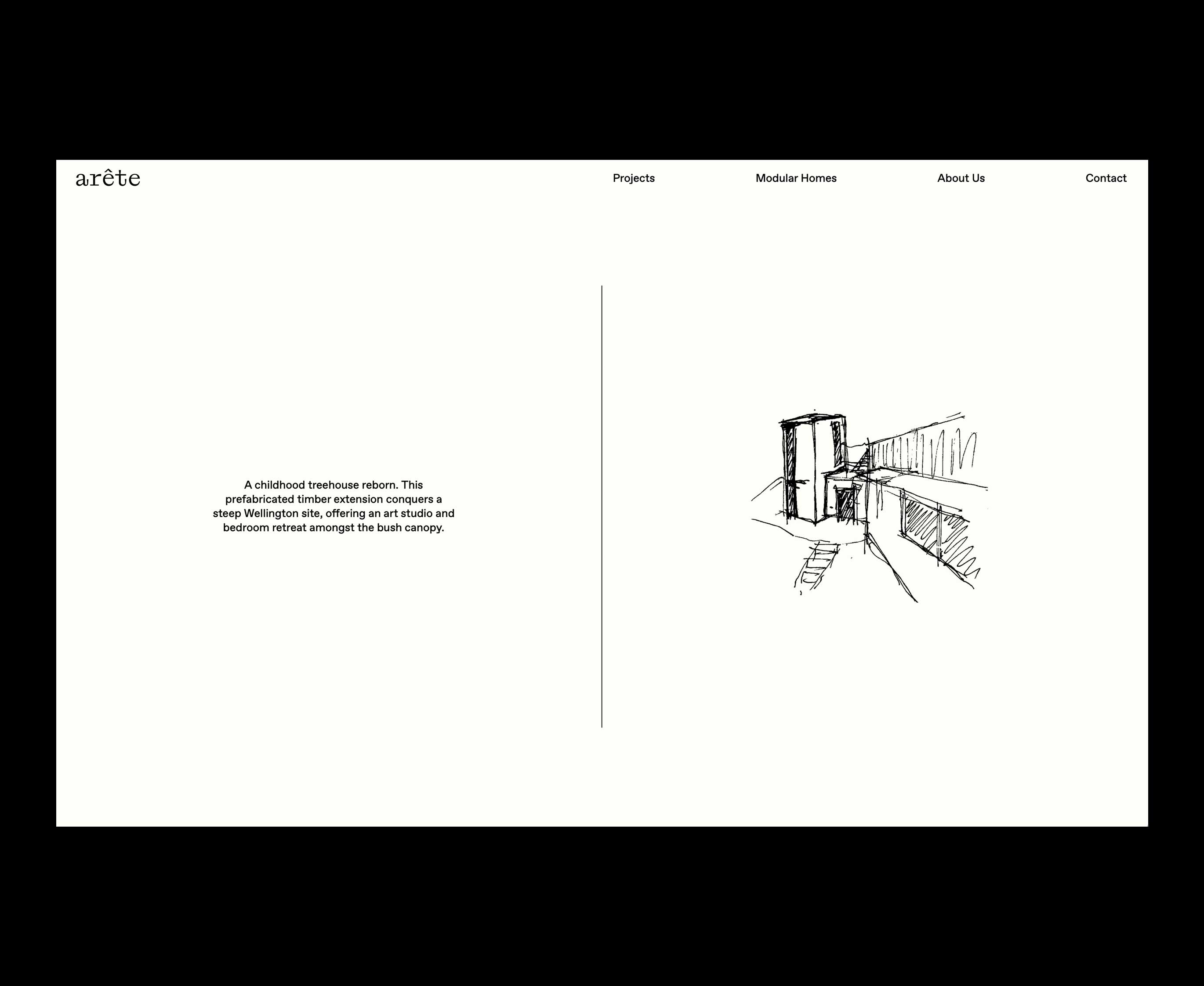 Arête Architects web design on desktop