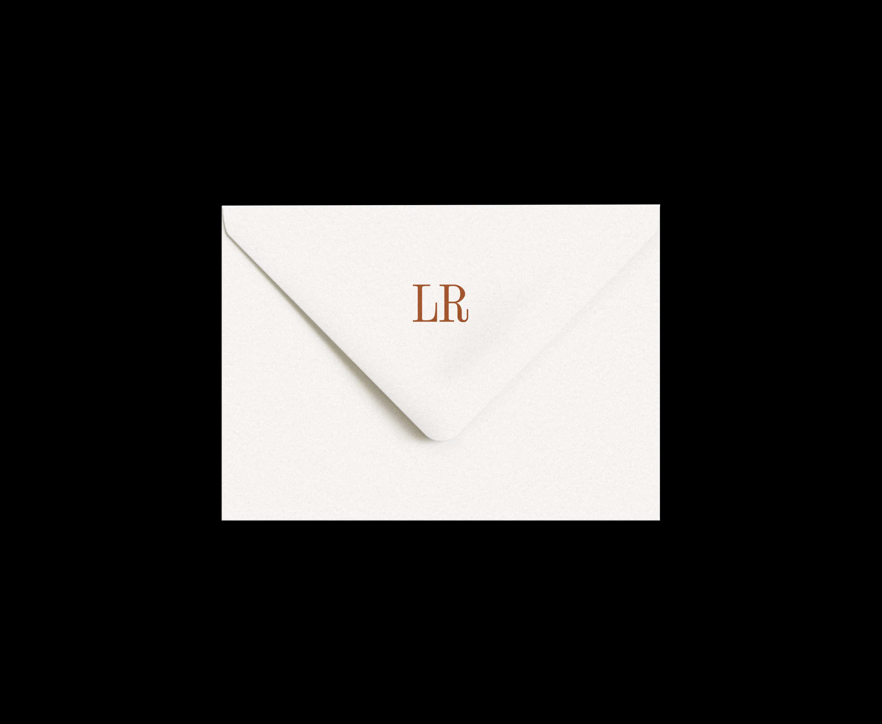 LR monogram logo on envelope