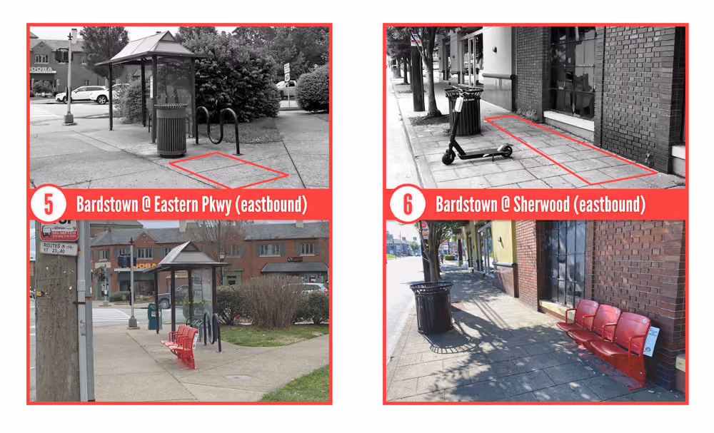 Before and after images of bus stop locations 5 & 6