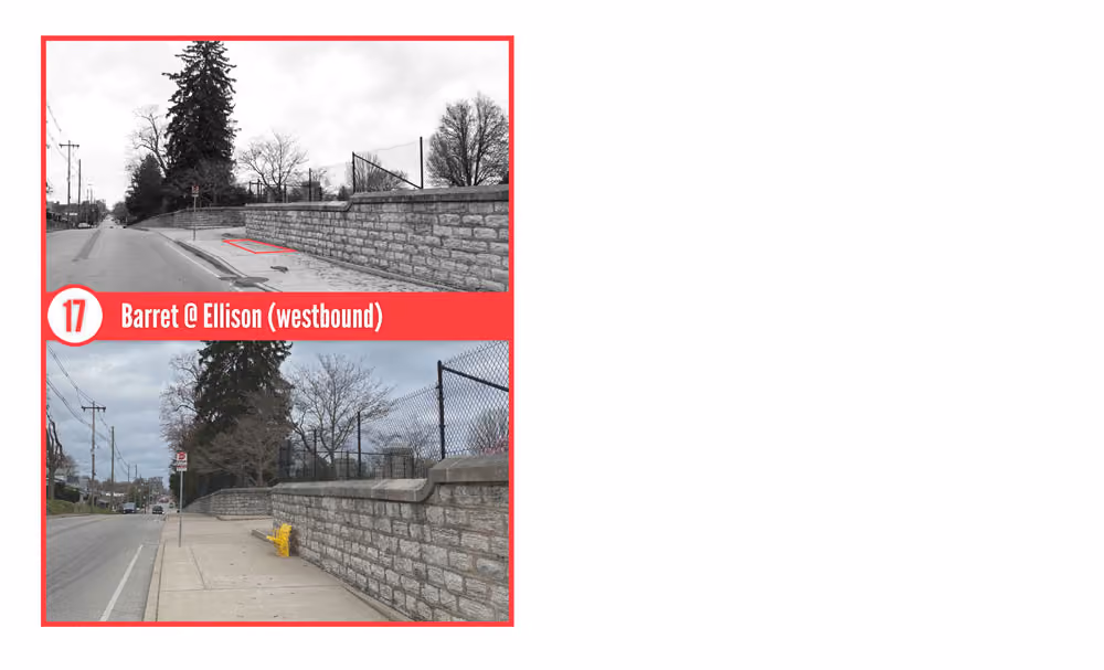 Before and after images of bus stop location 17