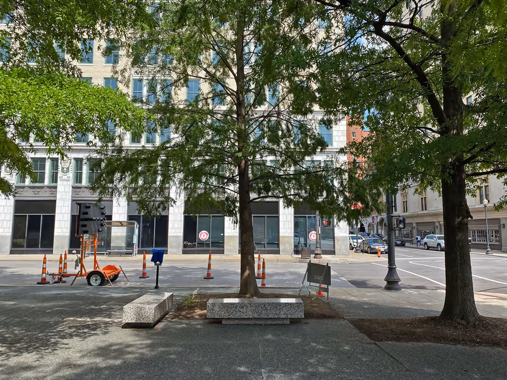 view of the Healthful City Design Studio building from Founder's Square