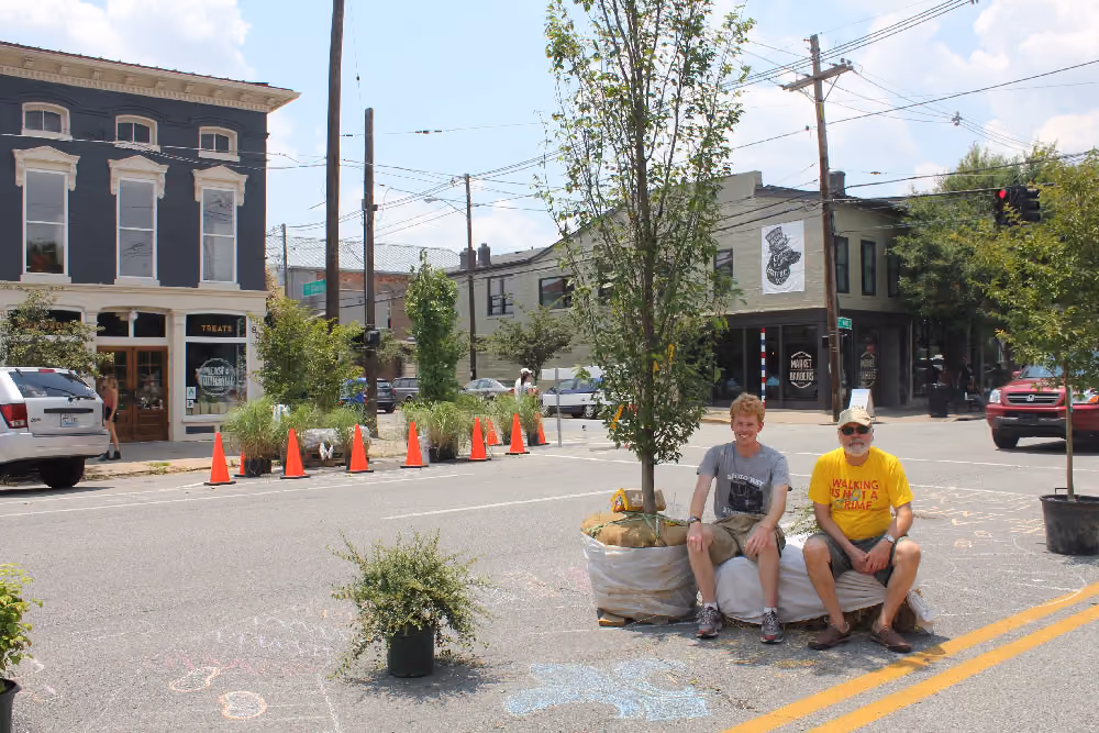 volunteers relaxing in some temporary shade