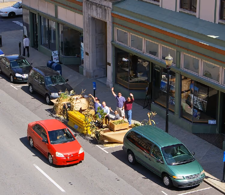 UDS Park(ing) Day parklet, aerial shot 2011
