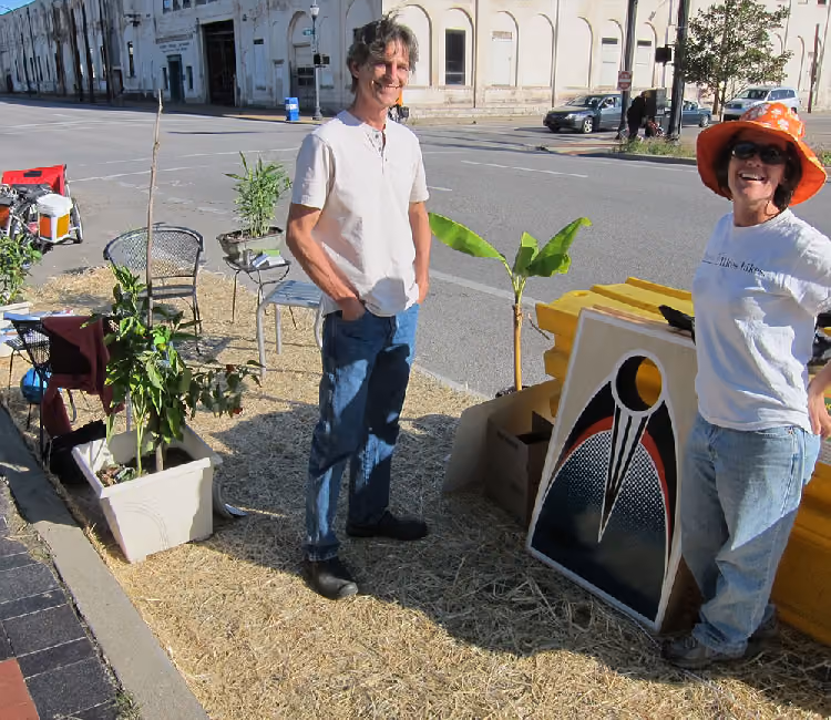 Corn hole parklet in front of Slugger Field, Park(ing) Day 2011
