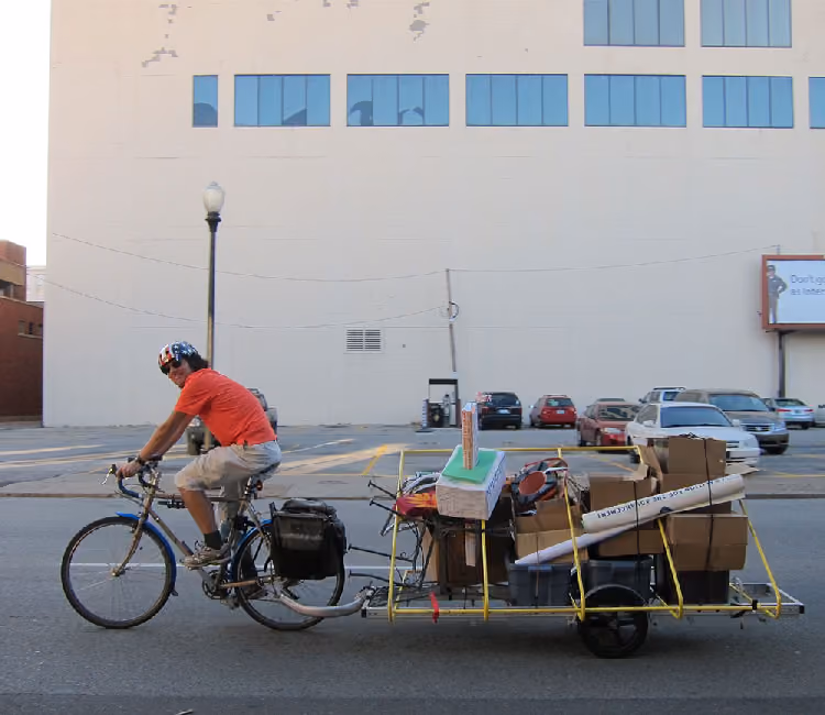 Human-powered delivery system at the end of Park(ing) Day 2011