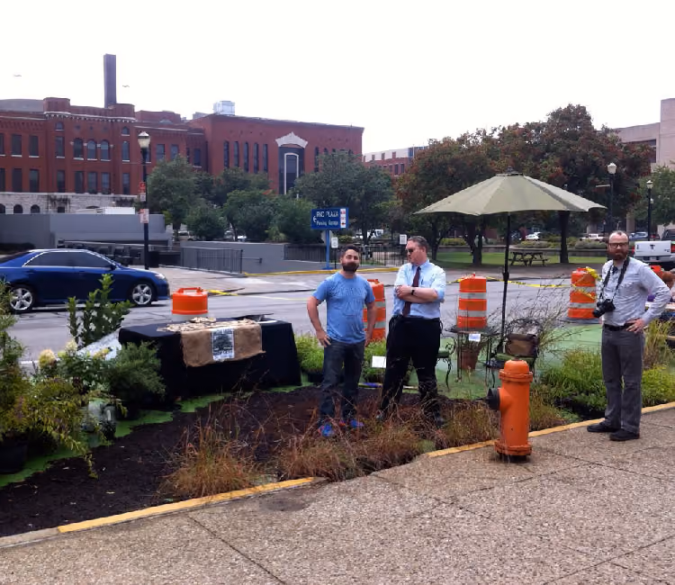 Vegetated buffer demo in front of Metro hall during 2013 Park(ing) Week