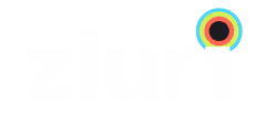 Bold white text 'ZLURI' with a colorful circular design above the 'I' on a black background.