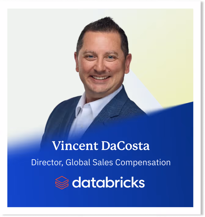 Portrait of Vincent DaCosta, Director of Global Sales Compensation at Databricks, smiling and wearing a blue blazer and white shirt.