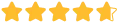 Five golden stars rating with the last star half filled.