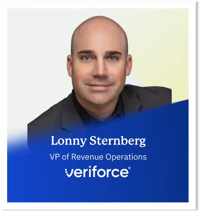 Portrait of Lonny Sternberg, VP of Revenue Operations at Veriforce, in a gray suit with a blue background.