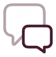 Icon of two overlapping speech bubbles representing a chat or conversation.