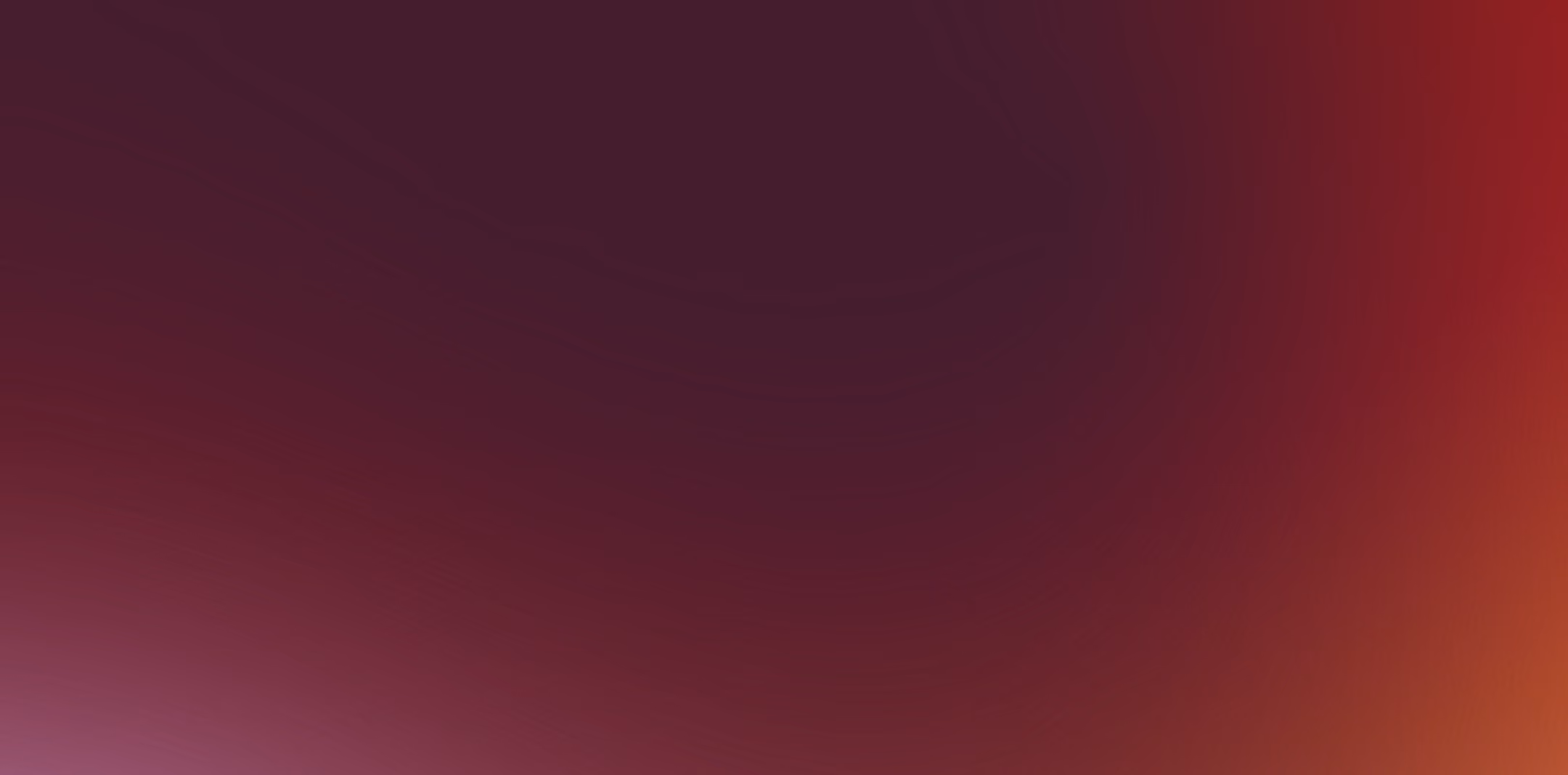 Smooth gradient background transitioning from dark purple to red and orange tones.