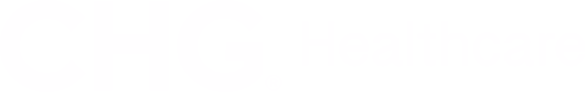 CHG Healthcare company logo with CHG in bold and Healthcare in lighter font.