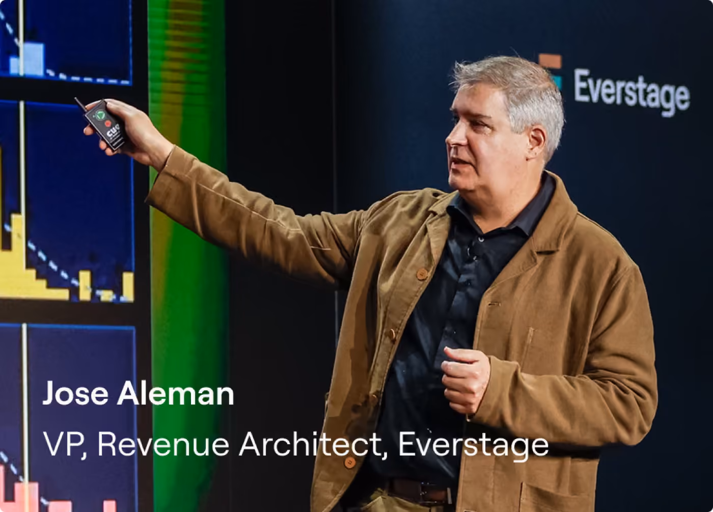 Jose Aleman, VP, Revenue Architect, Everstage, presenting on stage
