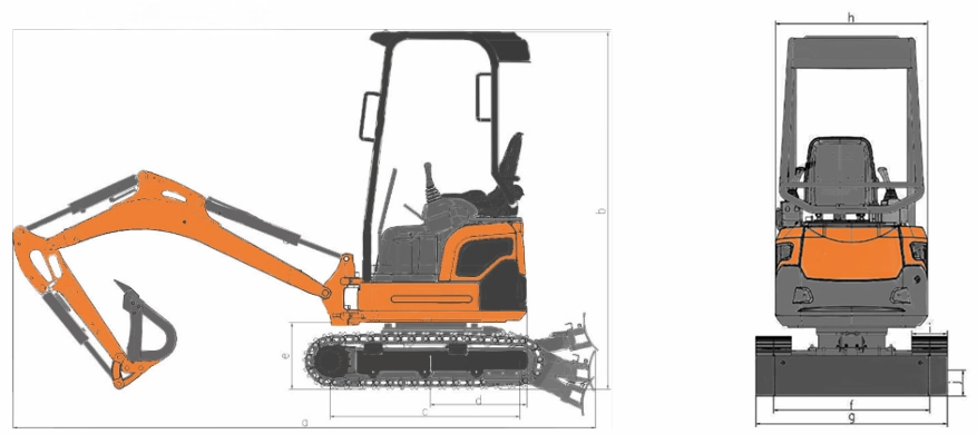 Dimensions Mini Pelle 1 tonne