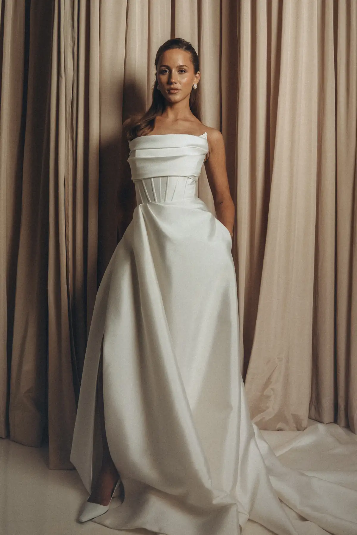 Bridalstory New Classic Luna Corsage A Linie Kleid Mikado