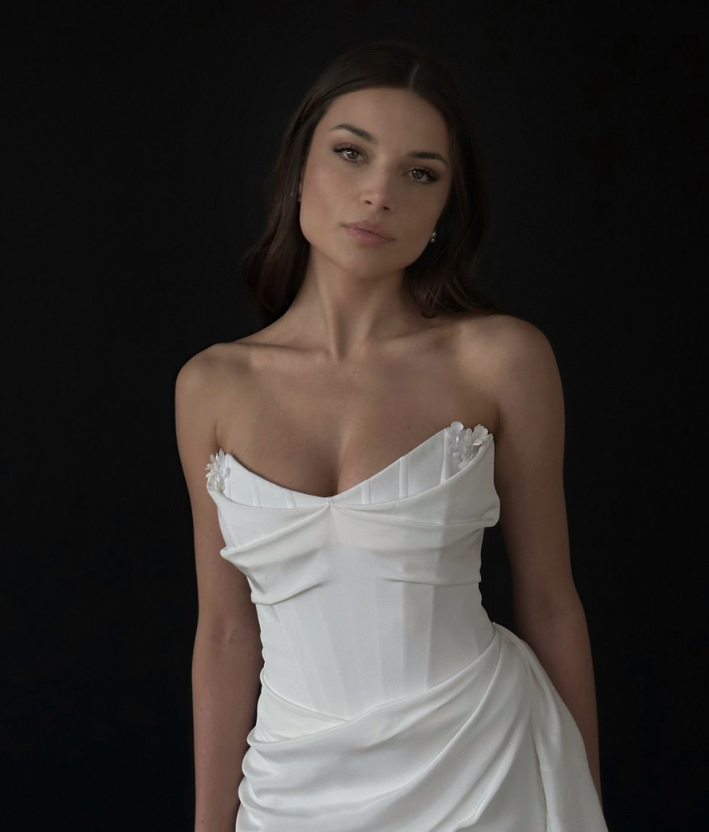 sarah seven korsage kleid drapiert seide