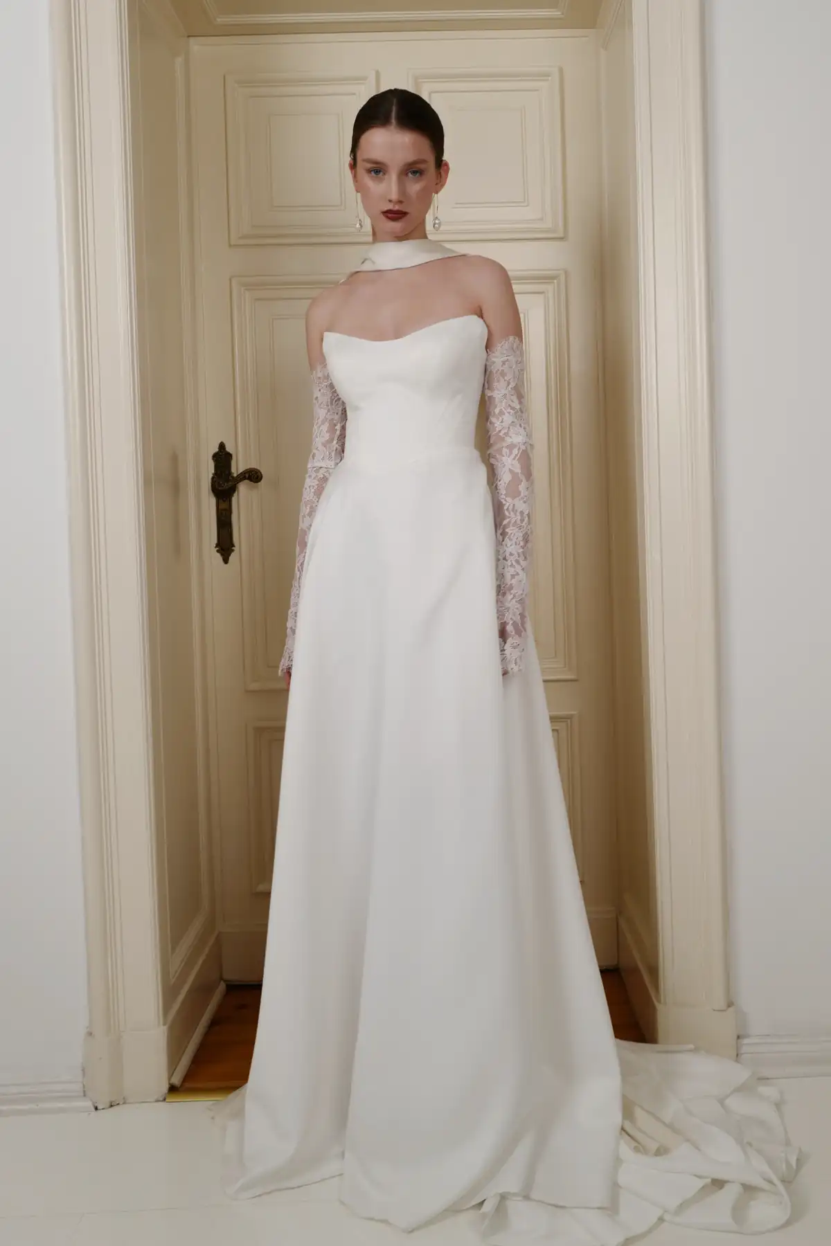 a linie hochzeitskleid seide schlicht off the shoulder carmen ärmel