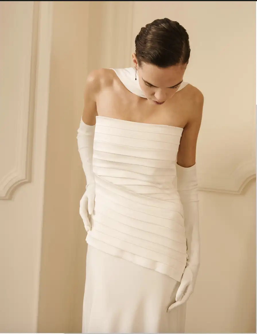 dress silk asymetrical falten bandeau 