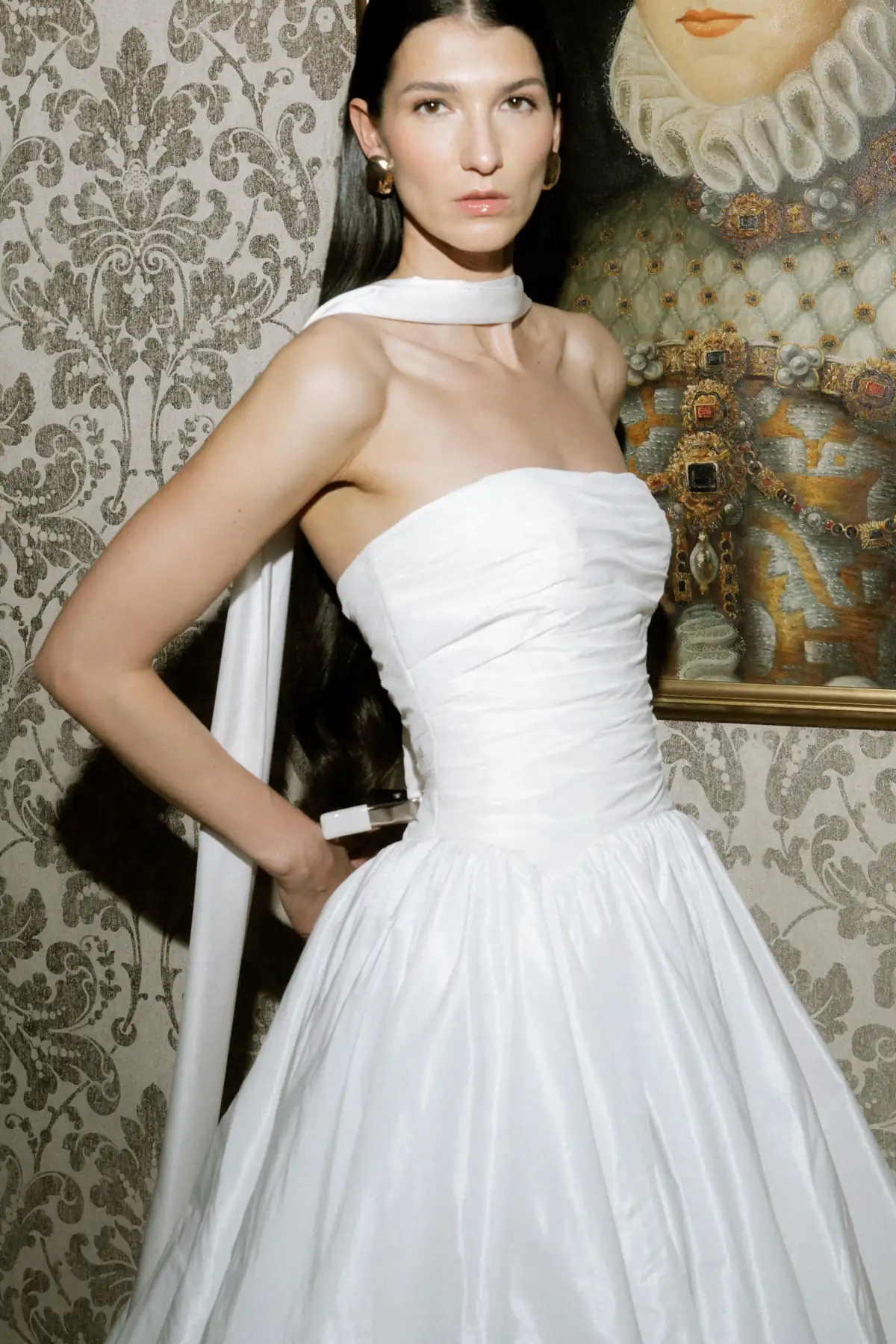 taffeta seide hochzeitskleid droped waist