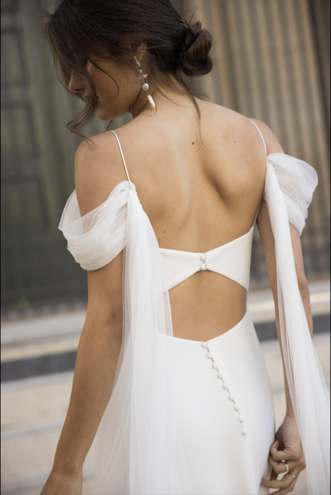 brautkleid minimal französisch slip schlitz