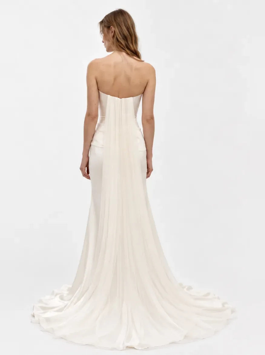 seide hochzeitskleid bandeau corsage dropped waist
