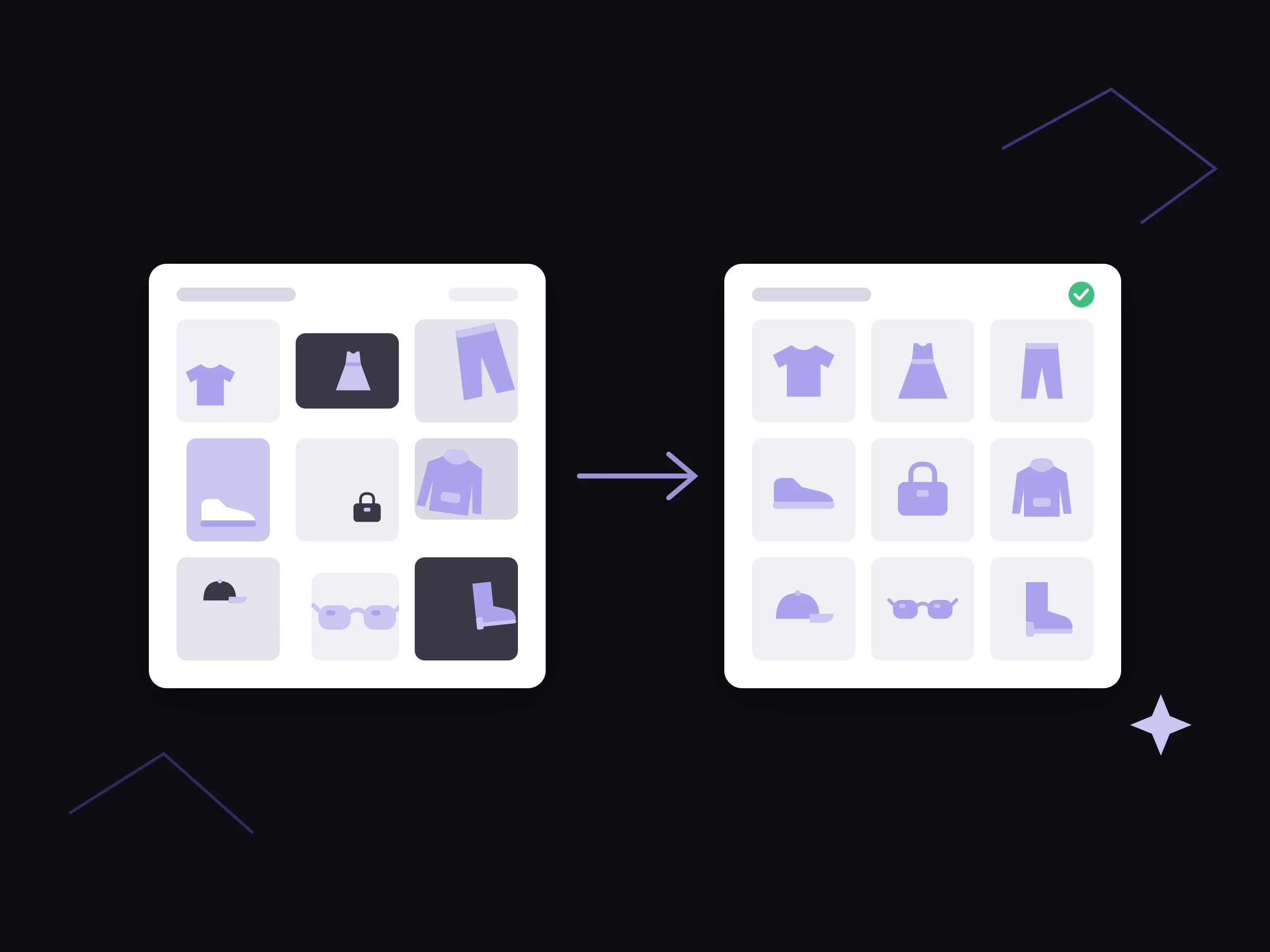 A messy batch of supplier product photos edited into a consistent, catalog-ready image grid