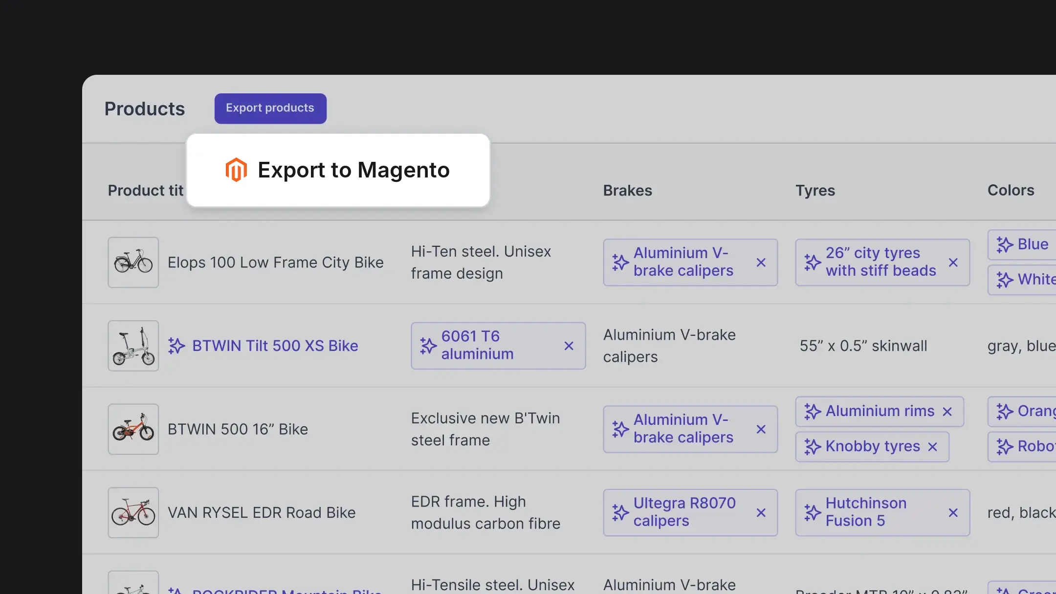Exporting enriched product data from Hypotenuse AI to Magento