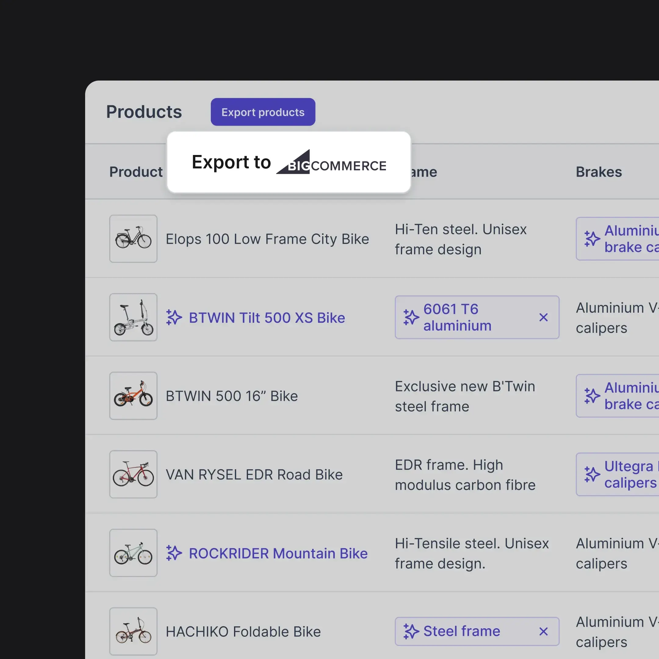 Exporting enriched product data from Hypotenuse AI to BigCommerce