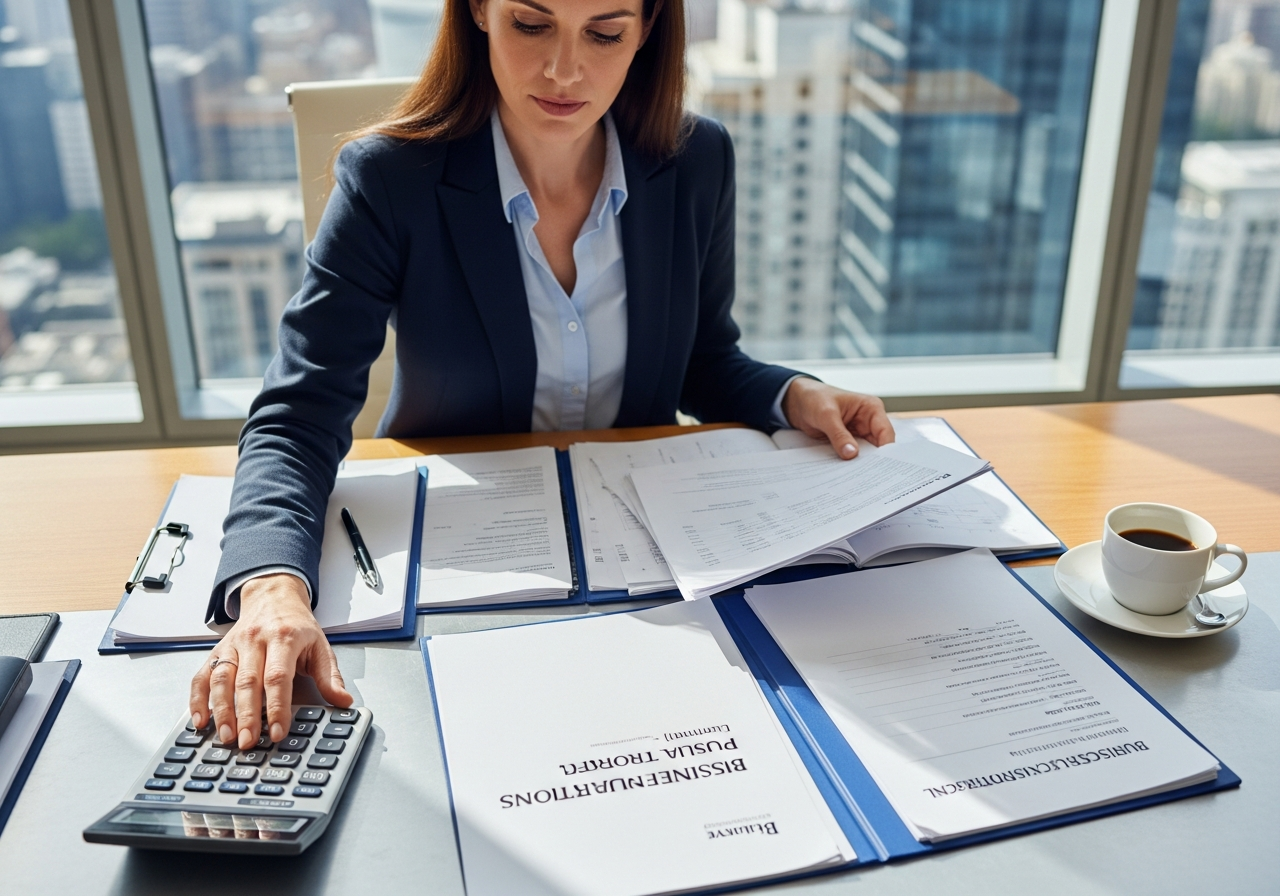 Business owner reviews insurance policy