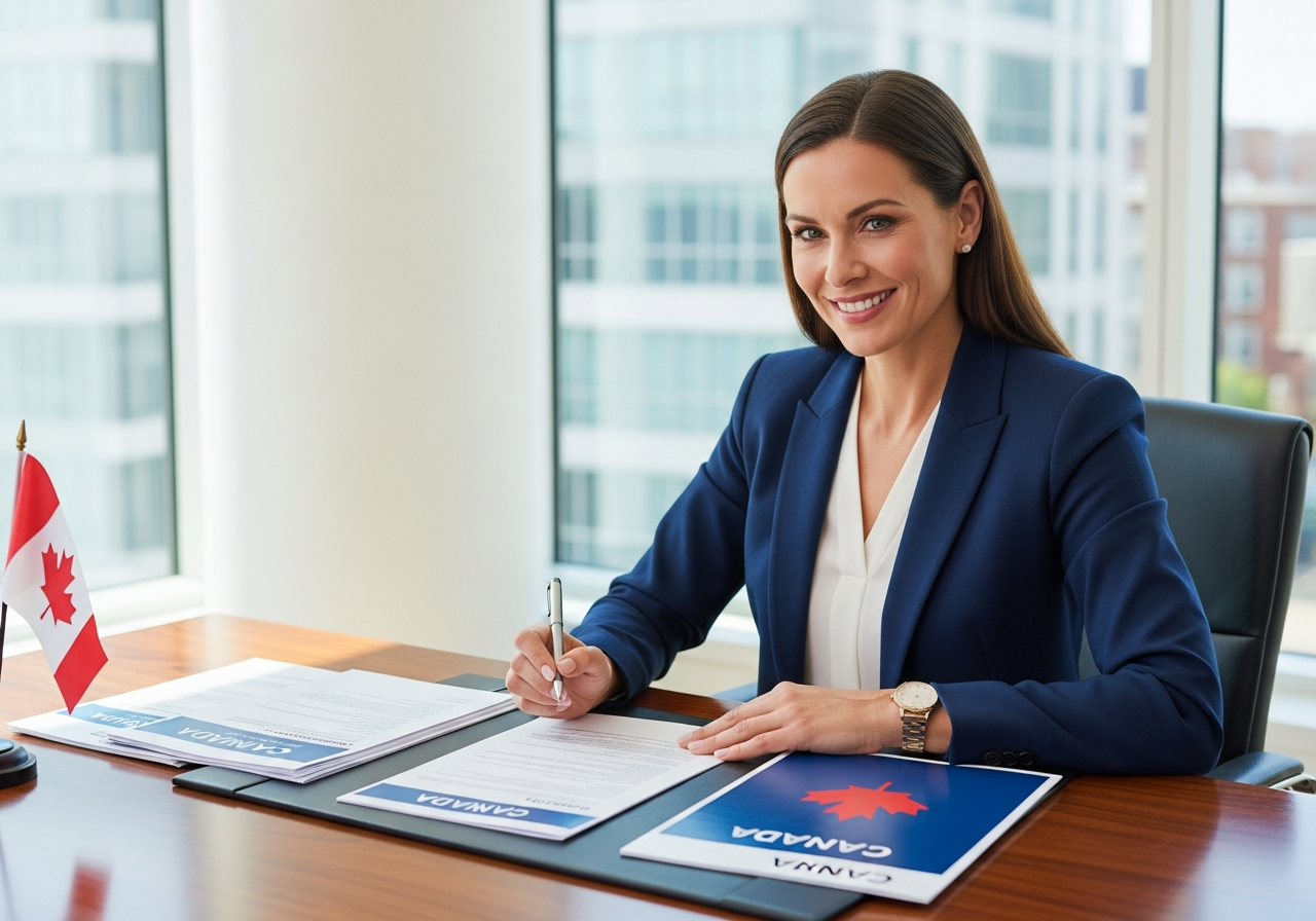 Business leader with life insurance papers