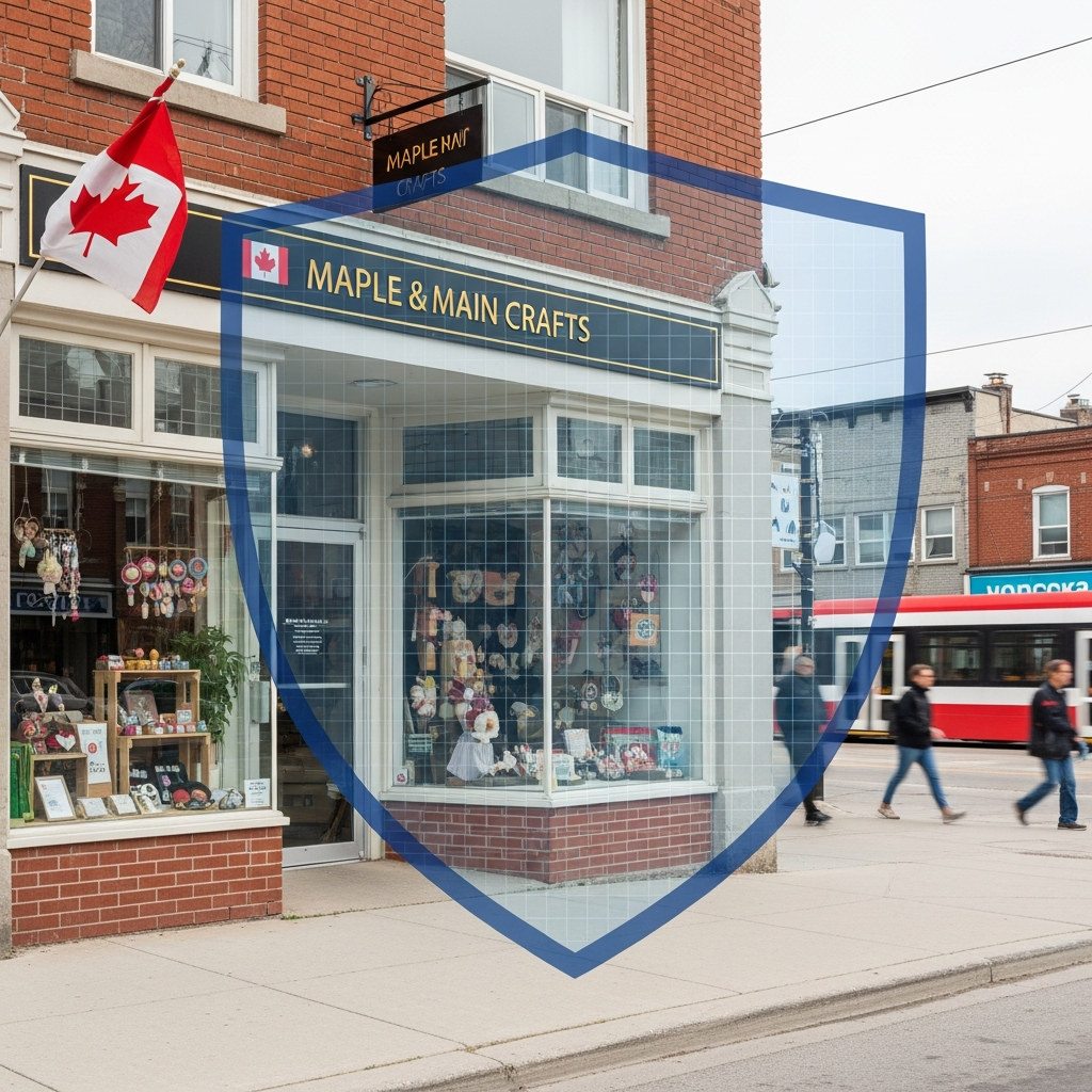 Canadian business insurance shield storefront