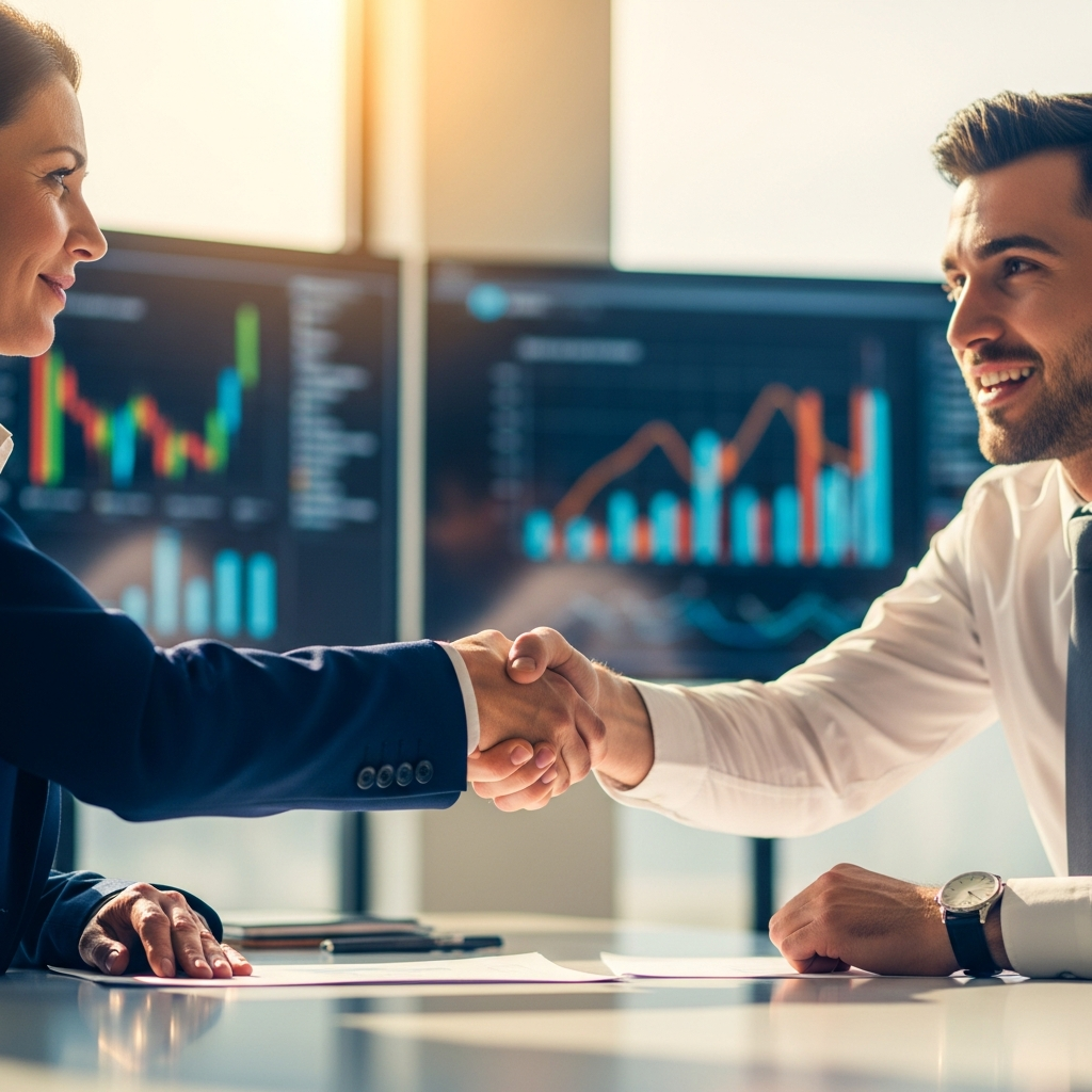 Business owners handshake meeting