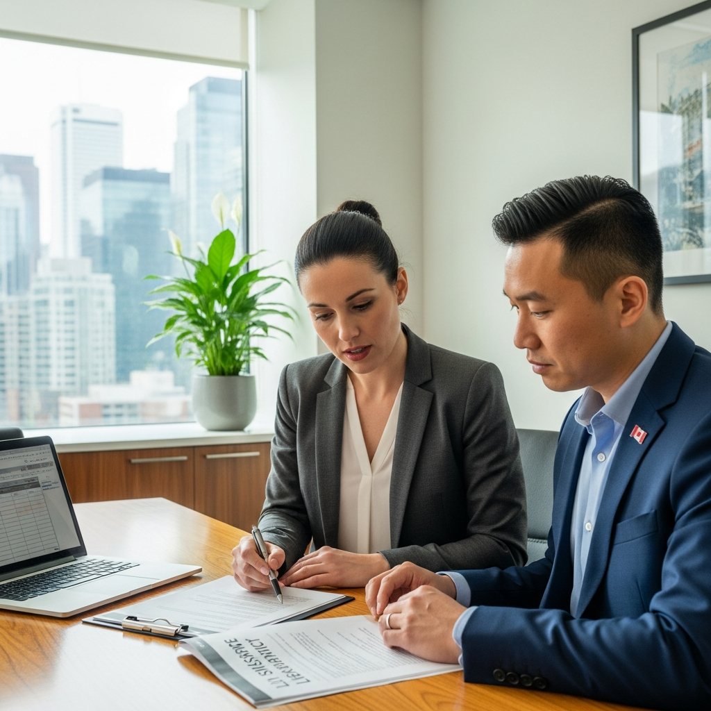 Business partners reviewing documents