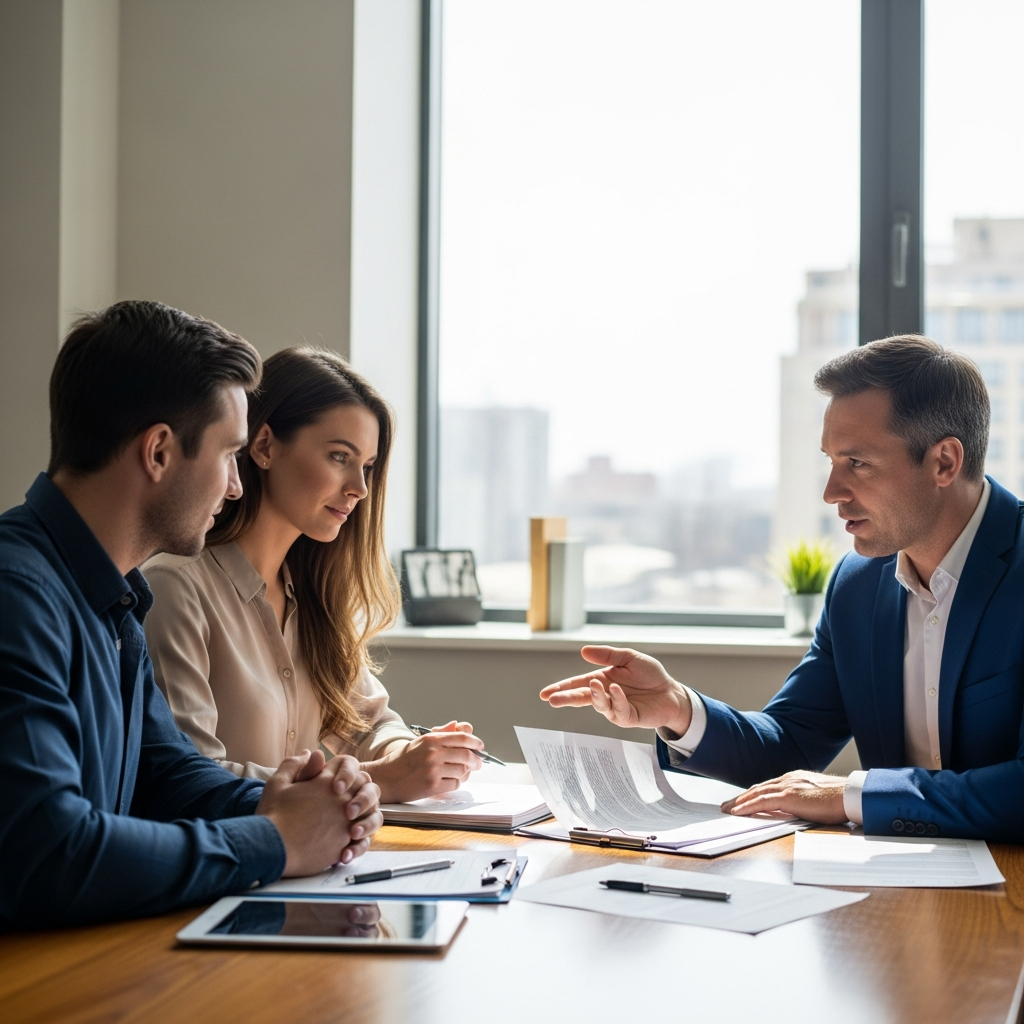 Agent explains insurance to couple