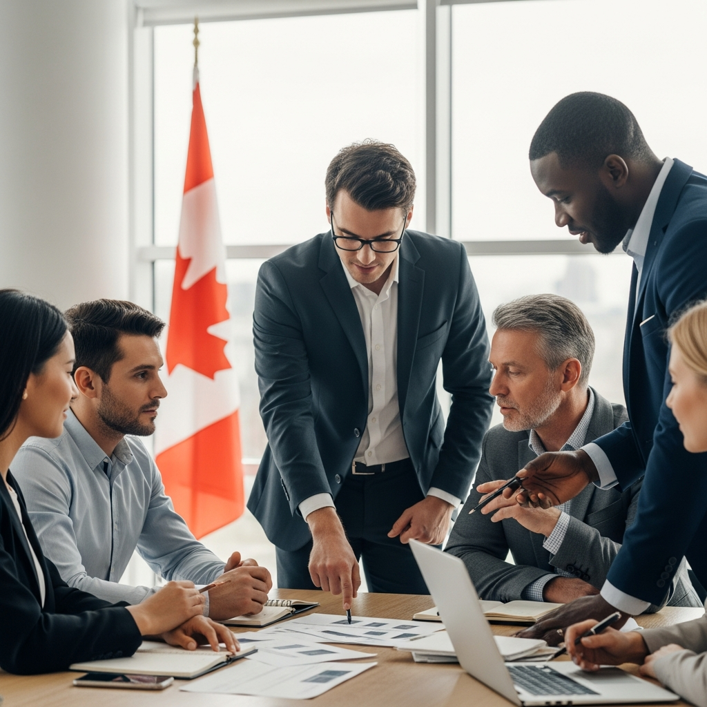 Group discusses insurance in office