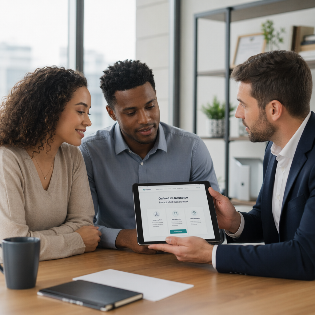 Advisor presenting insurance options