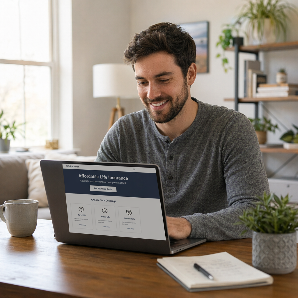 Young person comparing insurance