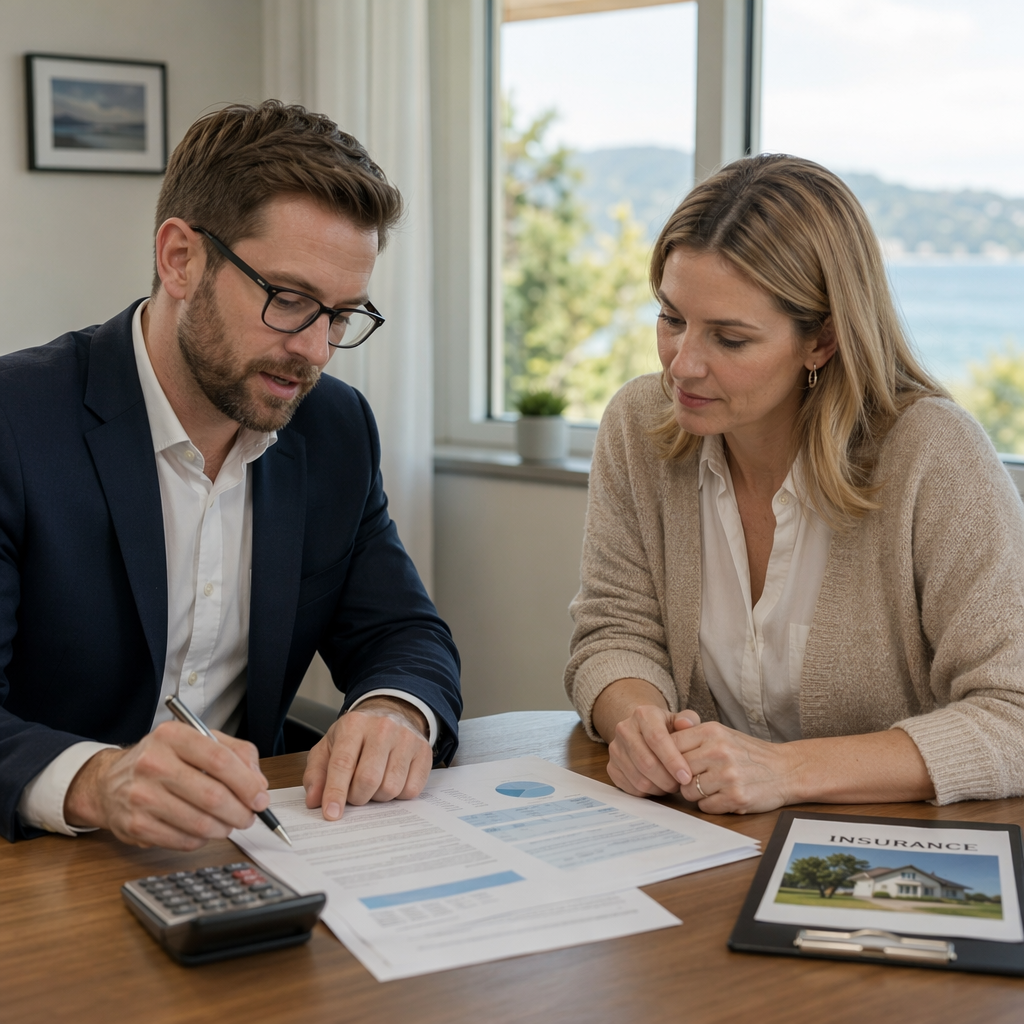 Agent calculating insurance premiums