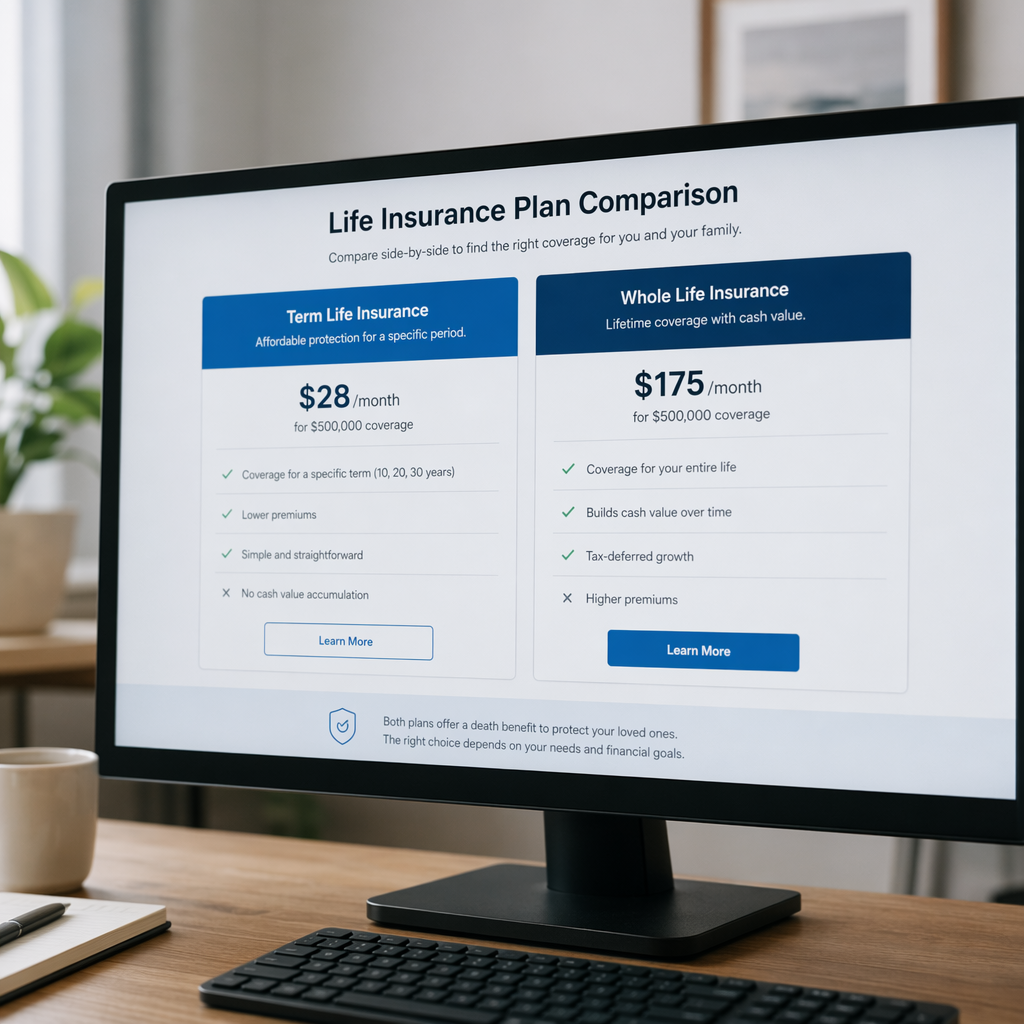 Life insurance plan comparison charts